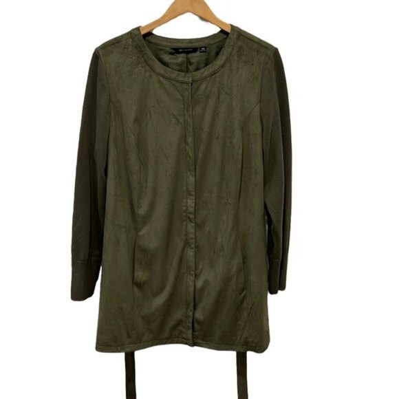 H by Halston olive green ultra suede like zip up jacket size 20W - Picture 1 of 7